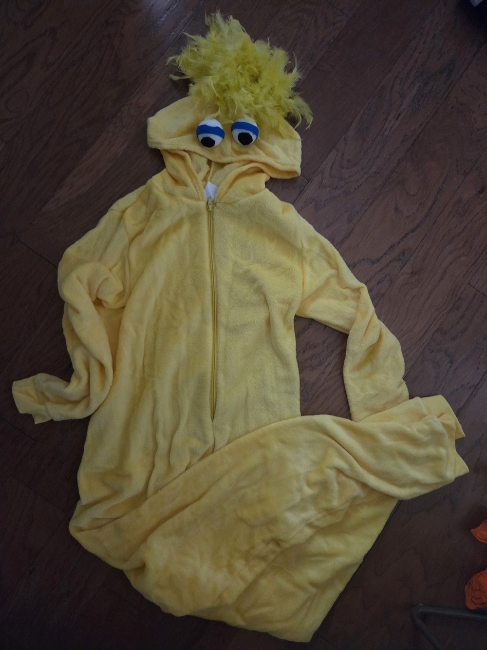 Spirit Big Bird ellow Plush Hooded Bird Costume with Feathered Hood. One Size
